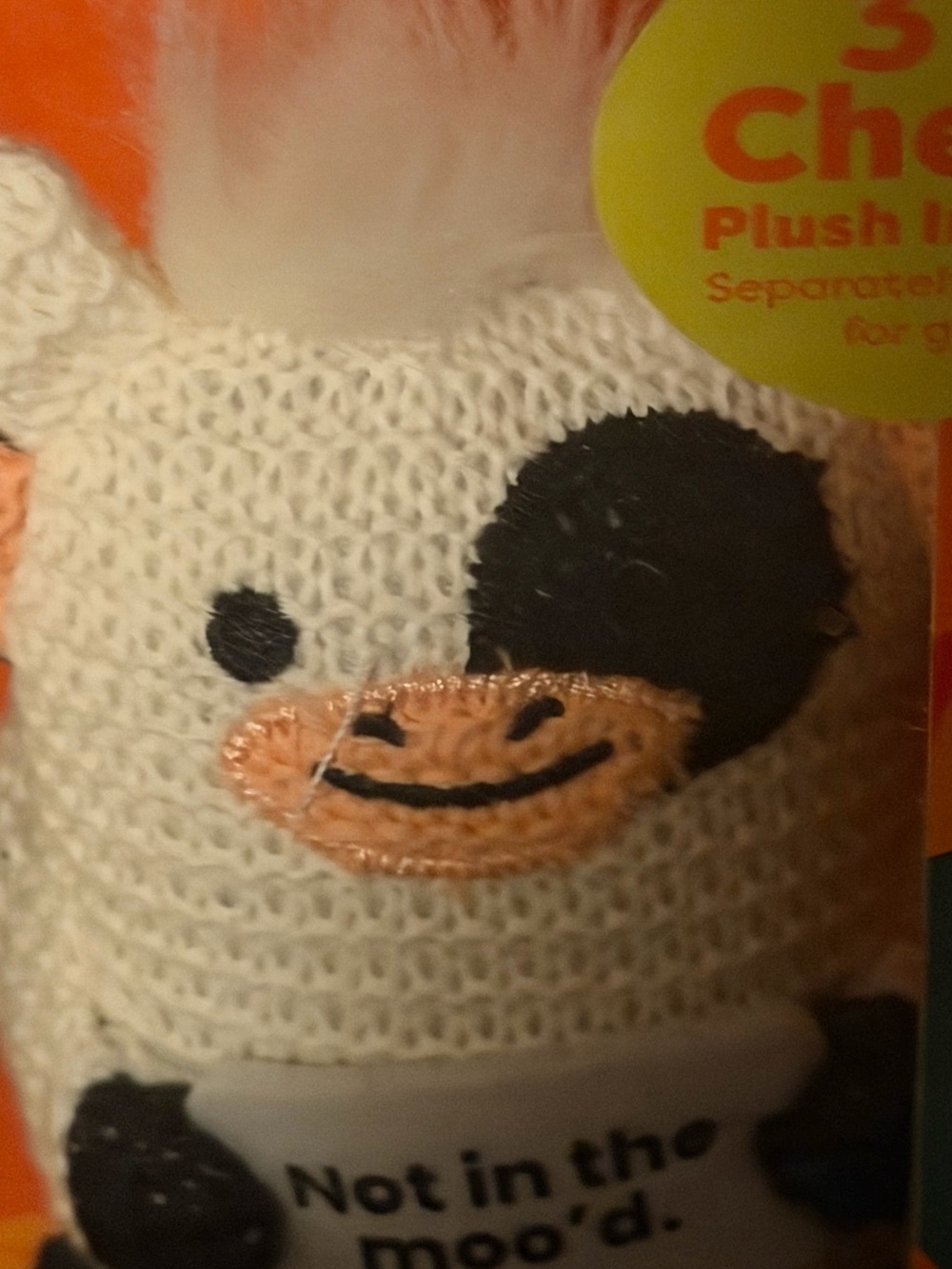Knit Cow Rattle Bib Accessory - White - Picture 3 of 3